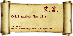 Kubinszky Martin névjegykártya