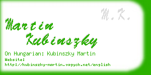 martin kubinszky business card